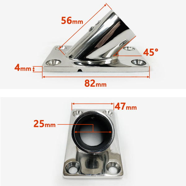 SUS316 ステンレス 25mm ジョイント パイプ 船 ボート キャンプ アウトドア オーニング 自作 DIY SUSステン パイプベース 45° ベース