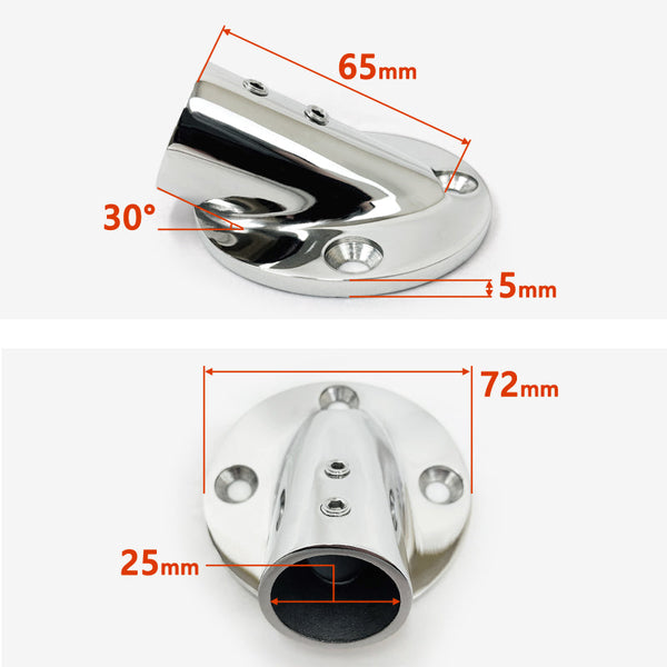 SUS316 ステンレス 25mm ジョイント パイプ 船 ボート キャンプ アウトドア オーニング 自作 DIY SUSステン パイプベース 30° サークルベース