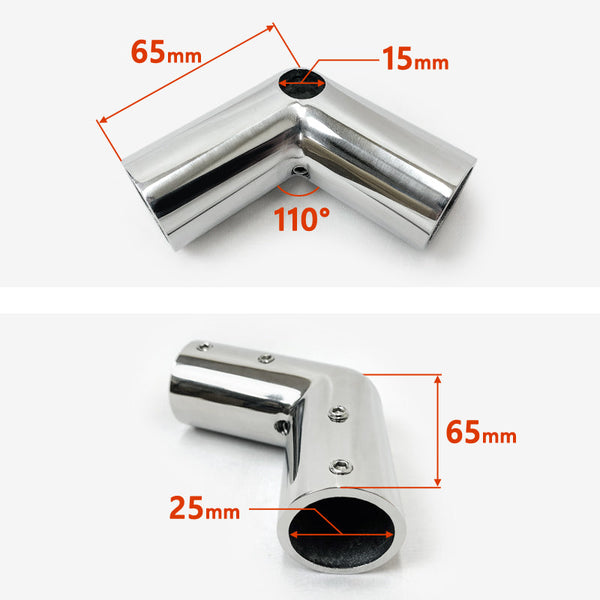 SUS316 ステンレス 25mm ジョイント パイプ 船 ボート キャンプ アウトドア オーニング 自作 DIY SUSステン 110° エルボ